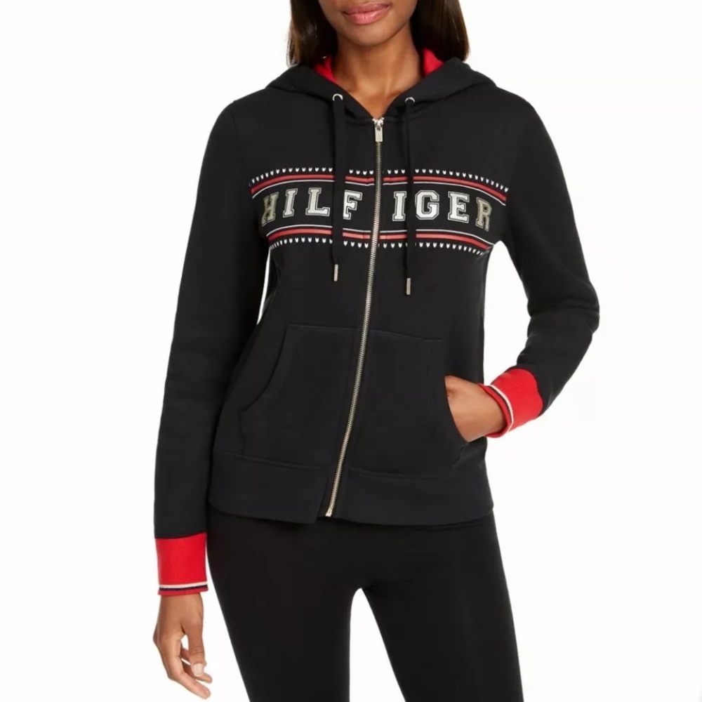 TOMMY HILFIGER SPORT BLACK ZIP-UP HOODIE - NWT